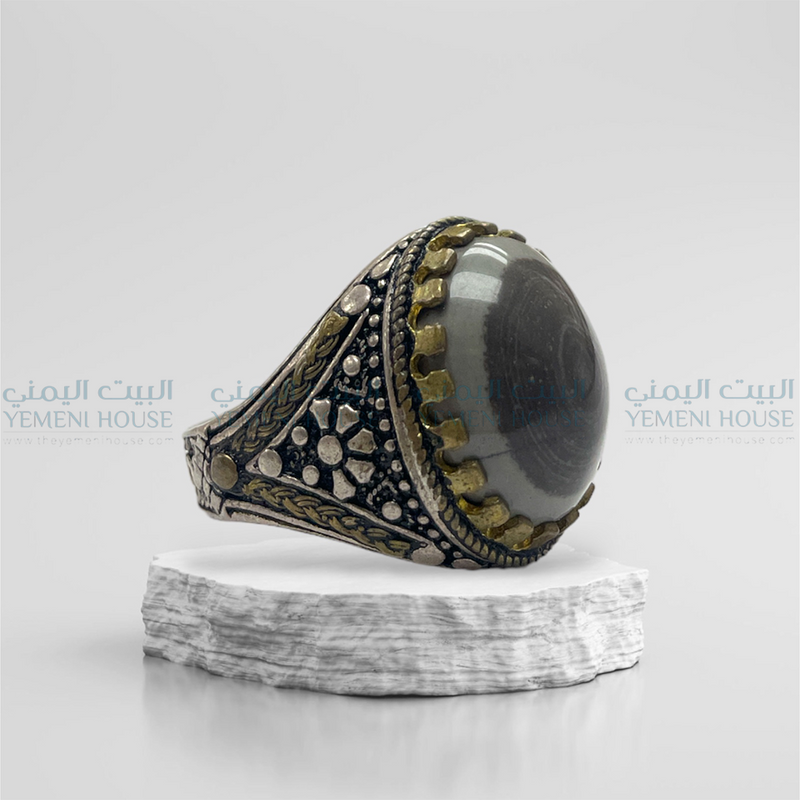 خاتم فضه عقيق اصلي مقاس11