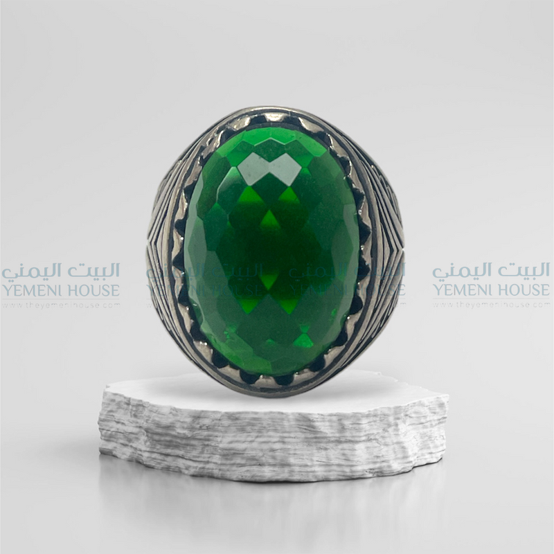 خاتم فضه عقيق اصلي مقاس 8