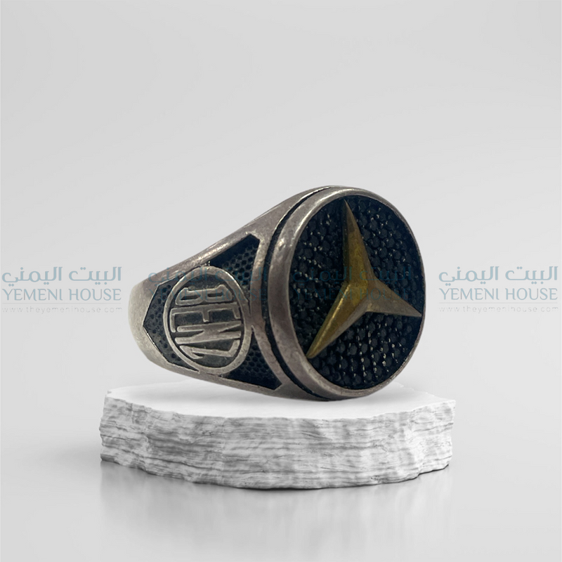 خاتم فضه عقيق يمني اصلي مقاس 12