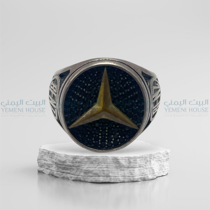 خاتم فضه عقيق يمني اصلي مقاس 12