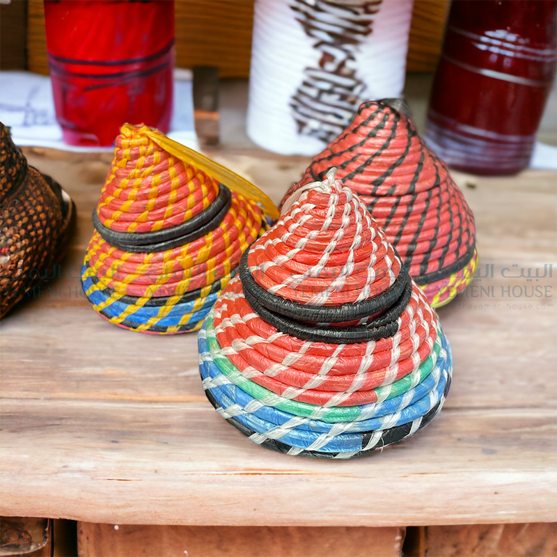 سله قش عمل يد صغيرة جداً Yemeni Mini Baskets Handwoven
