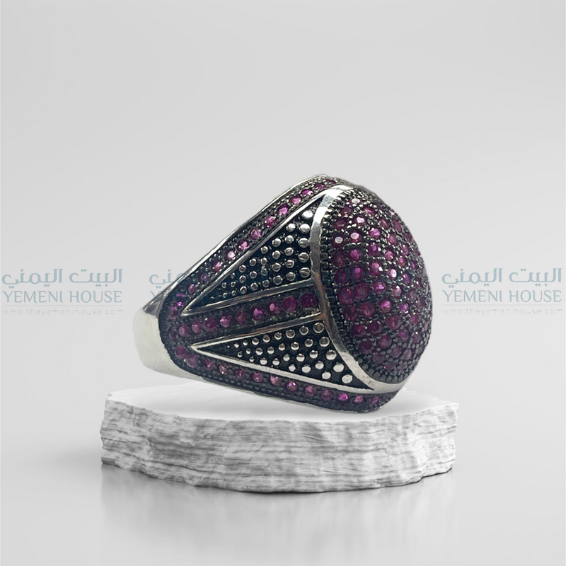 خاتم فضه اصلي مطعم بعقيق