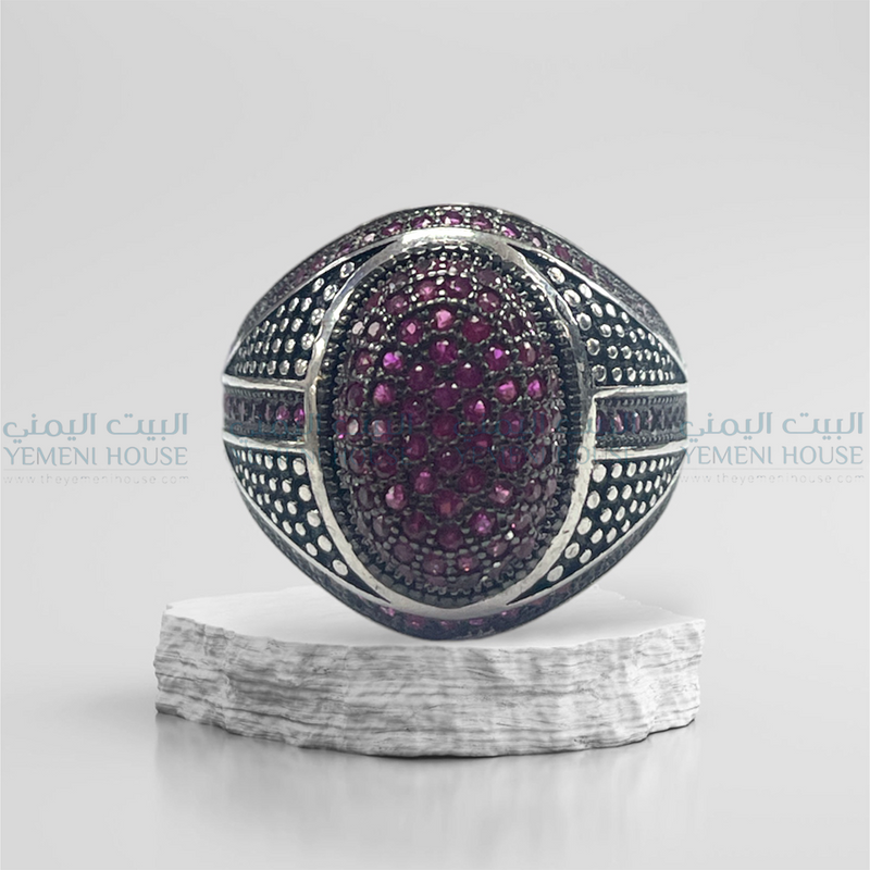 خاتم فضه اصلي مطعم بعقيق