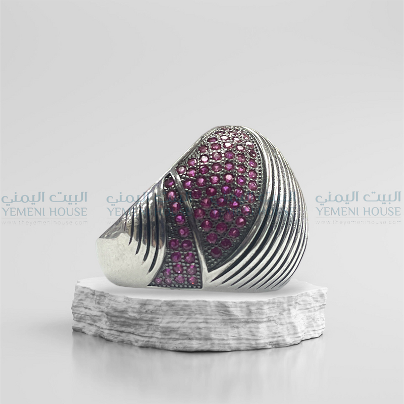 خاتم فضه اصلي مطعم بعقيق