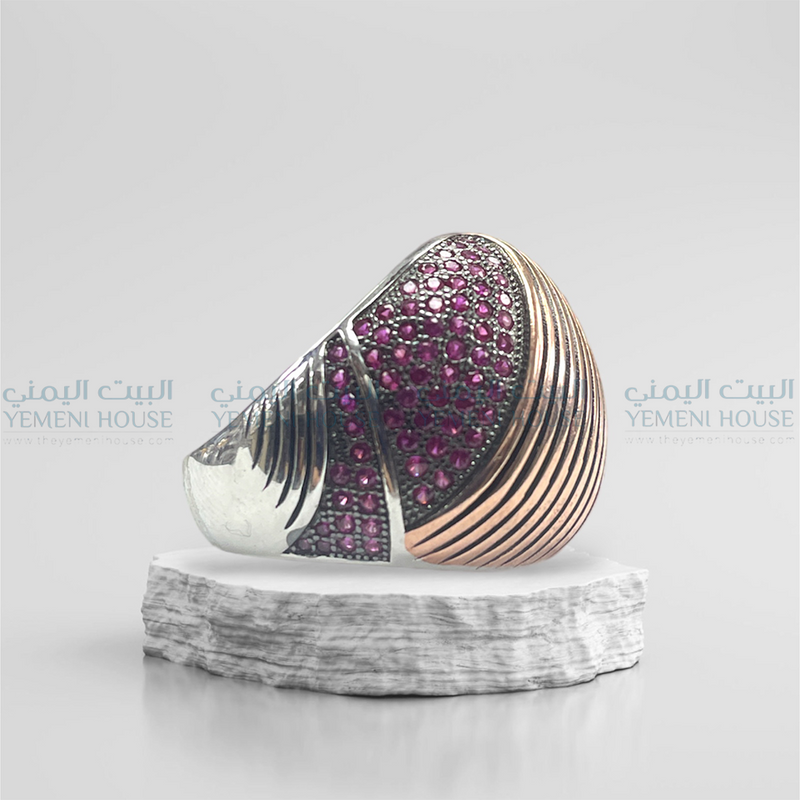 خاتم فضه اصلي مطعم بعقيق