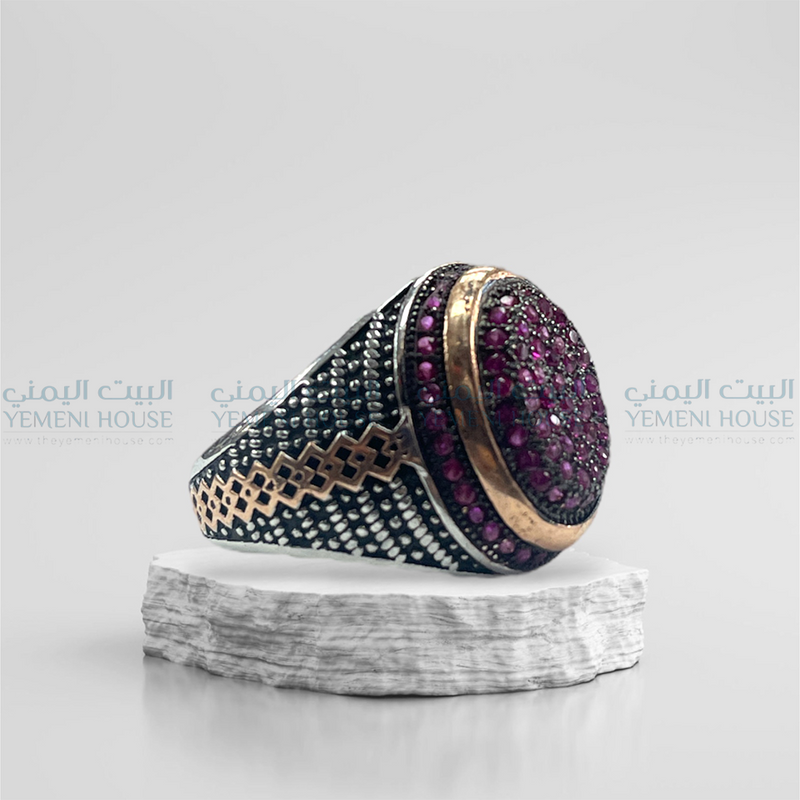 خاتم فضه اصلي مطعم بعقيق