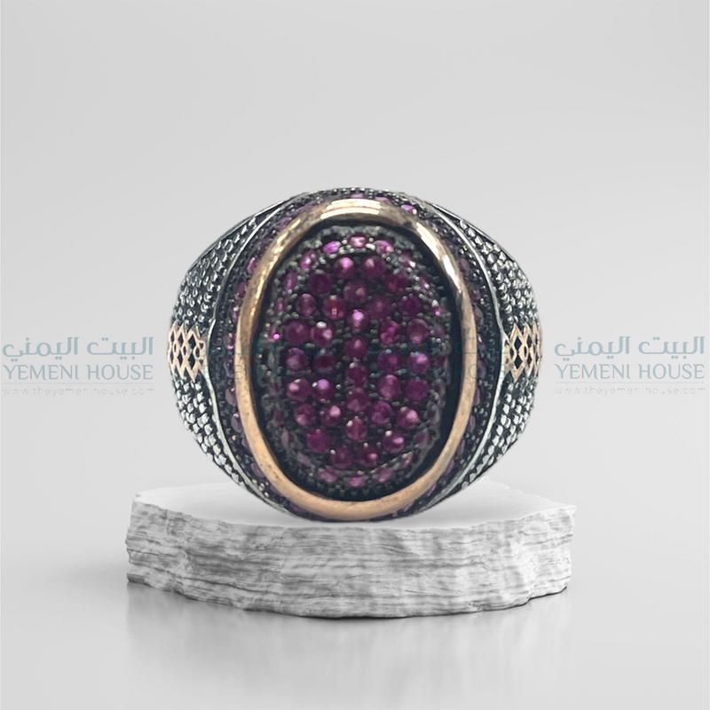 خاتم فضه اصلي مطعم بعقيق