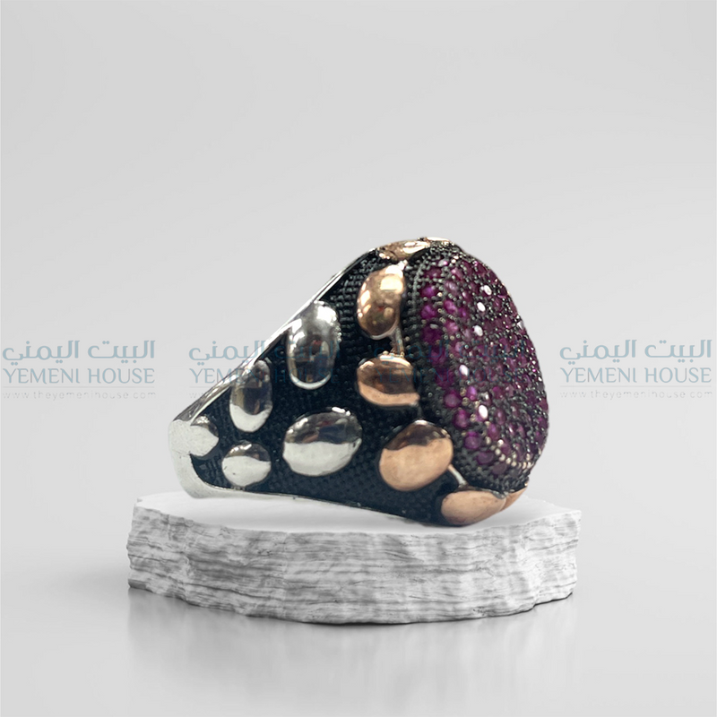 خاتم فضه اصلي مطعم بعقيق