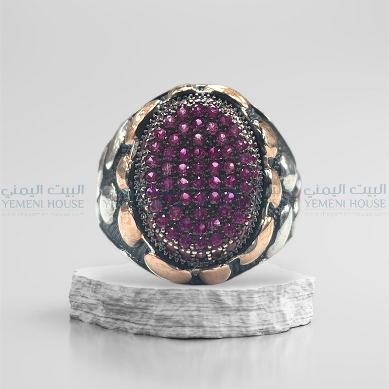 خاتم فضه اصلي مطعم بعقيق