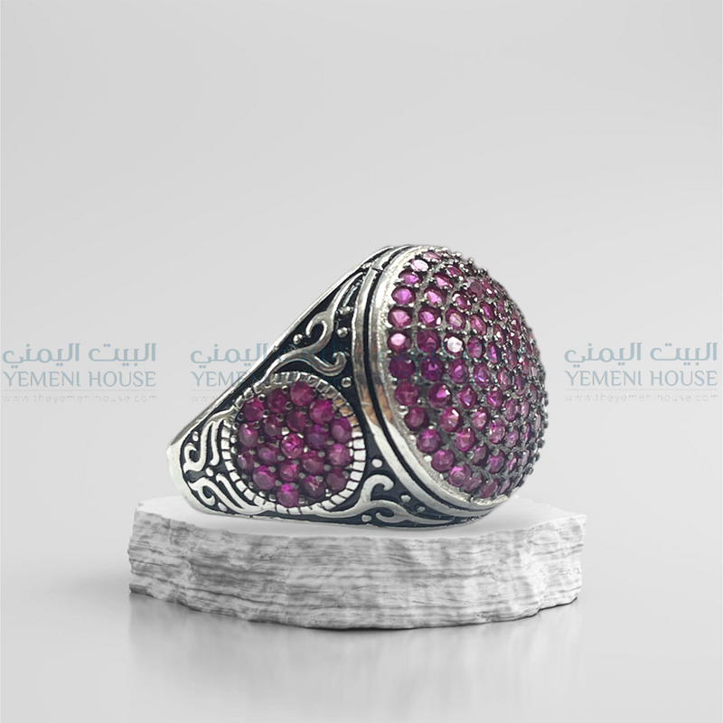 خاتم فضه اصلي مطعم بعقيق