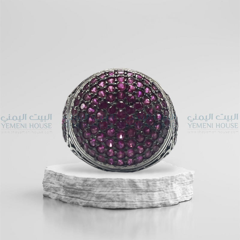 خاتم فضه اصلي مطعم بعقيق