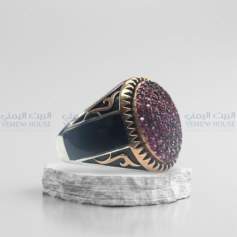 خاتم فضه اصلي مطعم بعقيق