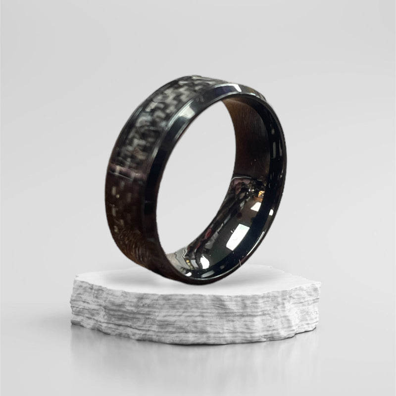 خاتم دبلة ستينلس ستيل أسود