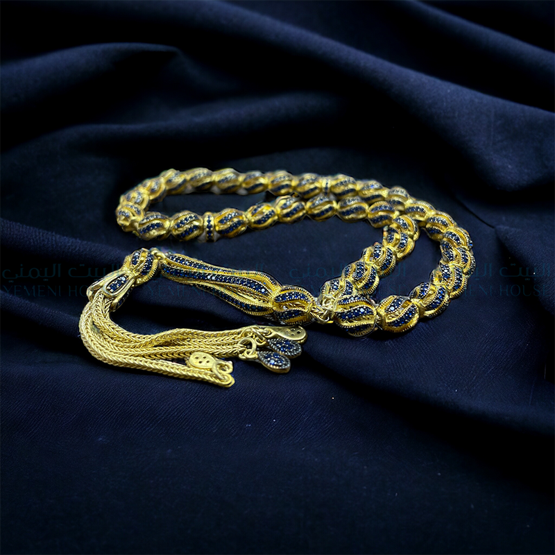 مسبحة فضه مطلي ذهب