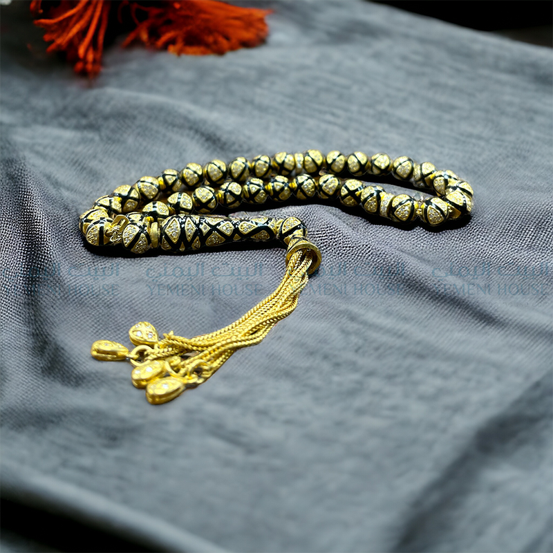 مسبحة فضة مطلي ذهب