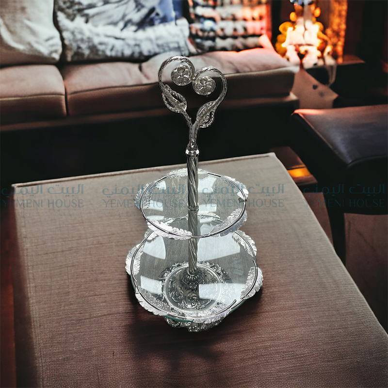 طقم مكسرات و الحلويات فضي Silver Tier Serving Tray