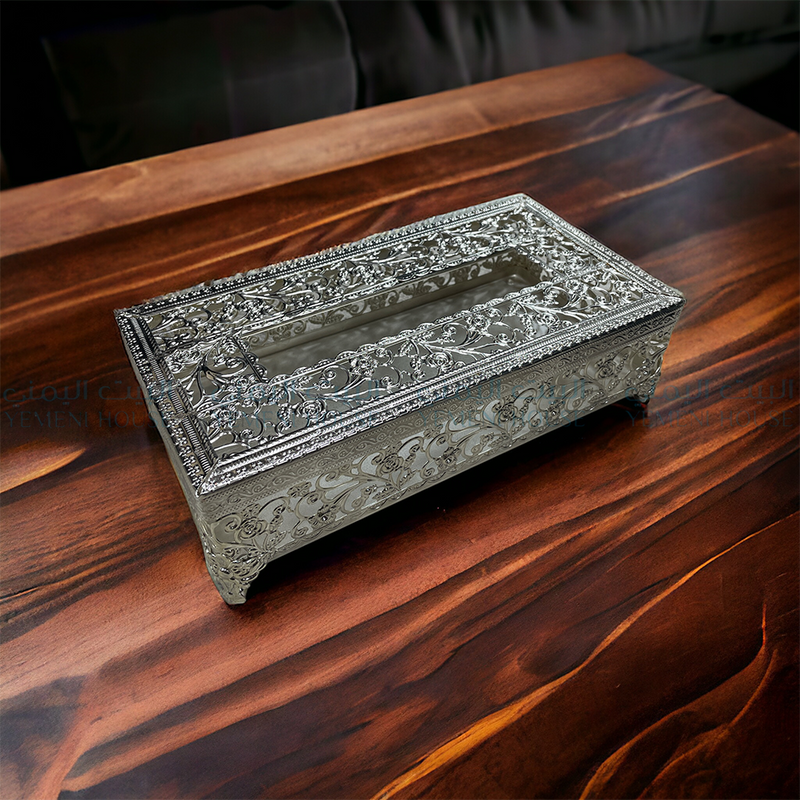 زينة علبة المناديل Decorative Silver Tissue Box