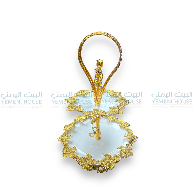 طقم المكسرات و الحلويات ذهبي Golden Tier Serving Tray