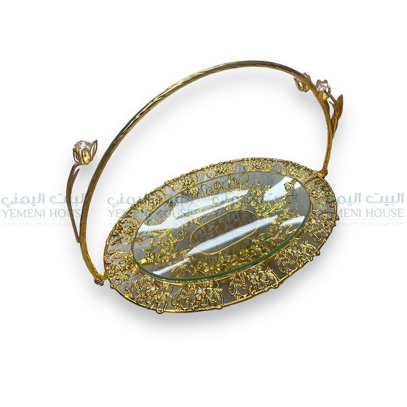 Golden Glass Serving Tray سلة مكسرات و حلويات ذهبي