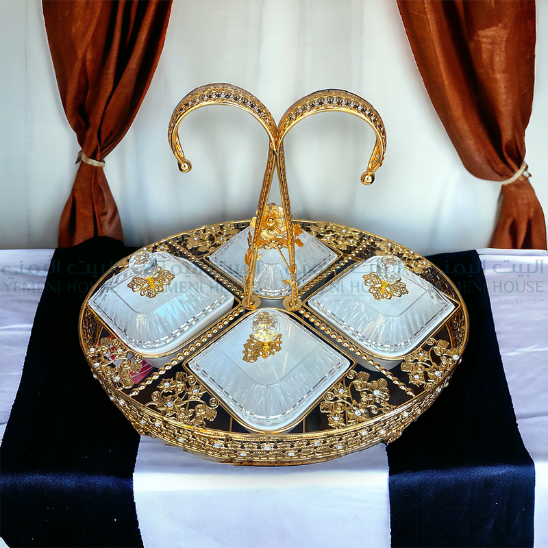 ⁨طقم المكسرات ذهبي⁩ Snack Serving Tray