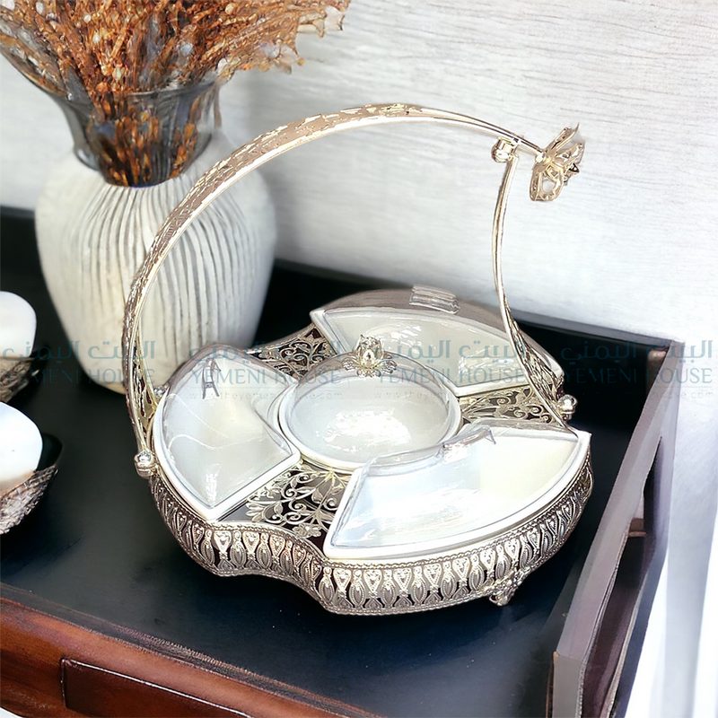 طقم المكسرات فضي Snack Serving Trays