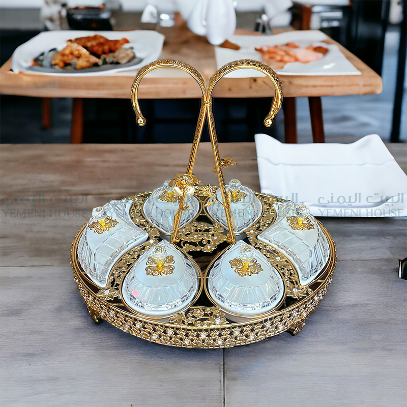 ⁨⁨⁨⁨طقم المكسرات ذهبي⁩⁩⁩⁩ Golden Snack Serving Tray
