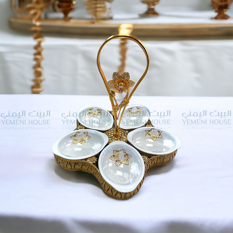 Gold Serving Tray Set طقم مكسرات ملكي ذهبي