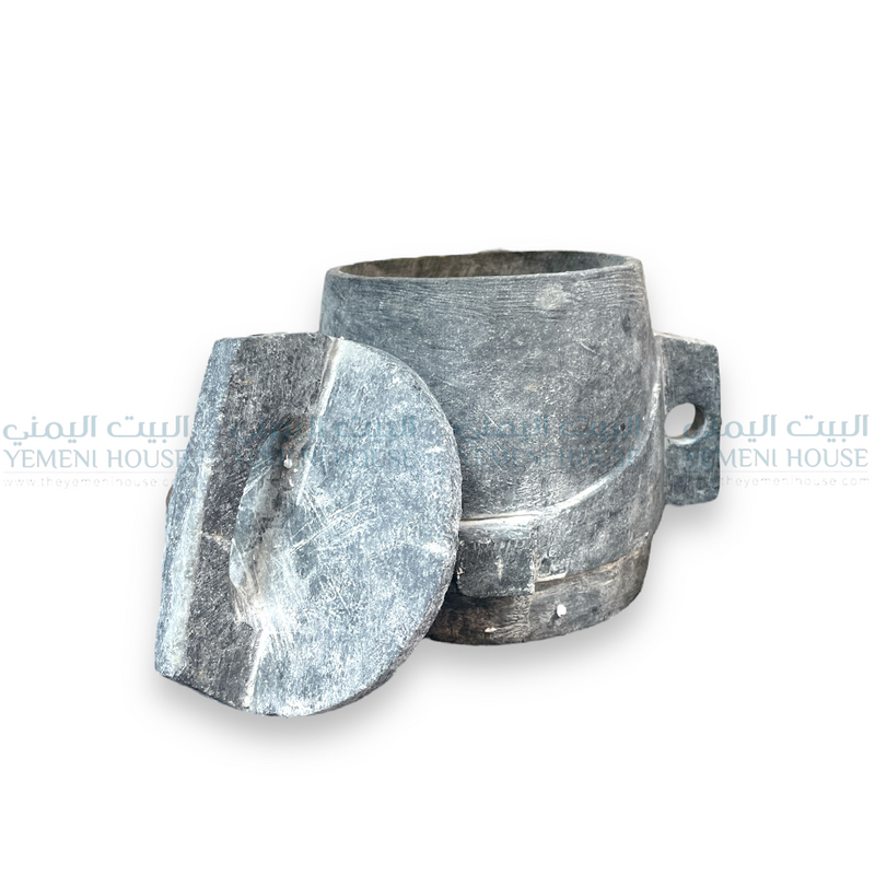 حرضة برمة اللحم حجر صعدي مدهون Yemeni Burma Bowl with Cover