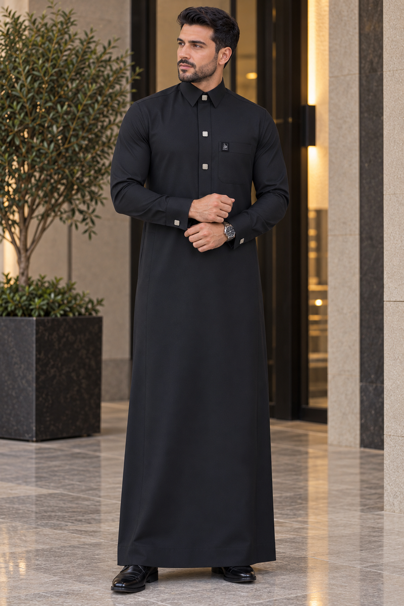 ثوب هندام رجالي فاخر اسود premium quality men thobe hindam