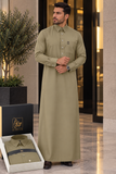 ثوب هندام رجالي لون لون اخضر فاتح (زيتوني) hindam men thobe premium quality