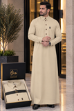 ثوب هندام رجالي فاخر لون بيج ذهبي premium quality men thobe hindam