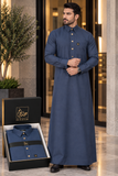 ثوب هندام رجالي لون كحلي خشن premium quality men thobe hindam
