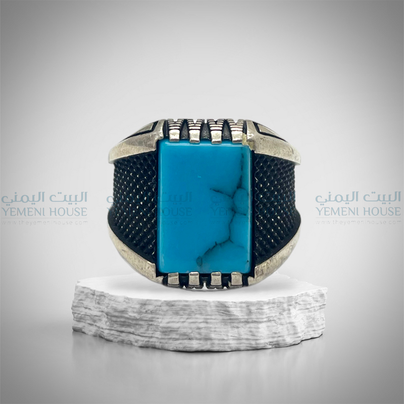خاتم فضه عقيق يمني اصلي مقاس 10