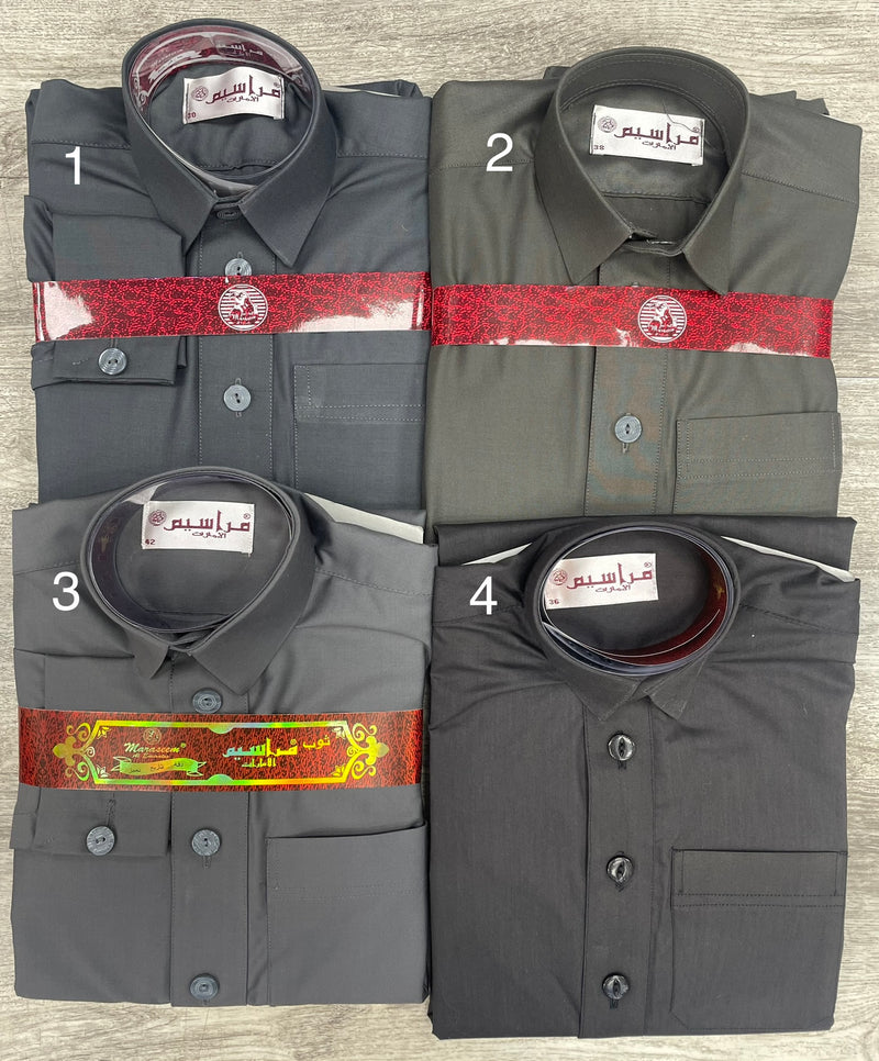 ⁨ثوب ولادي رمادي غامق (مقاسات وألوان مختلفة)⁩