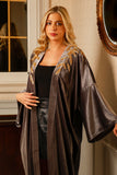 Zendaya Gray Embroidered Velvet Abaya