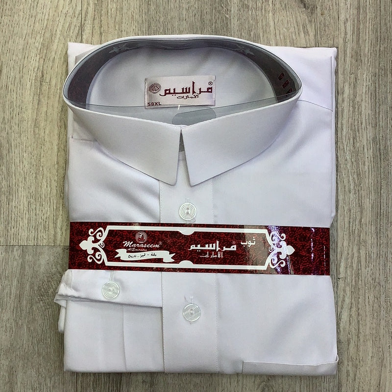 ثوب رجالي فاخر لون ابيض مقاس 58