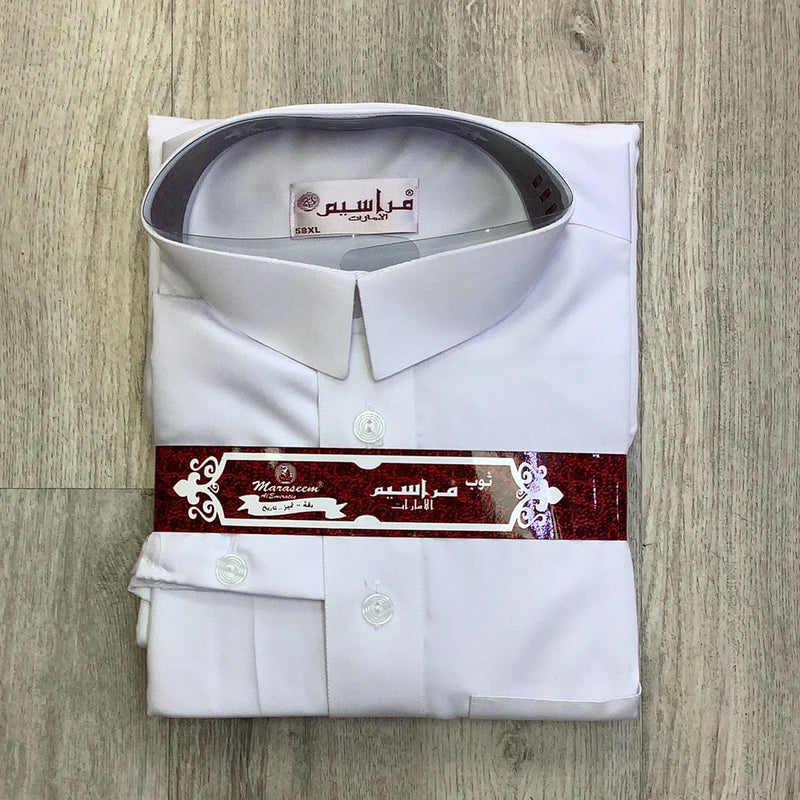 ثوب رجالي فاخر لون ابيض مقاس 58